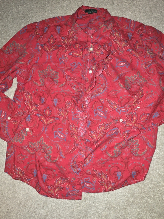 Ralph Lauren Tops - Ralph Lauren Red Paisley Button-Down Shirt Womens 2X